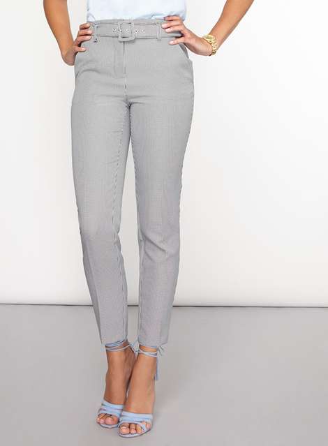 **Tall Grey Monochrome Dogstooth Tapered Trousers
